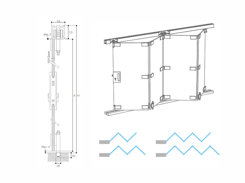 100kg玻璃折疊移門五金配件