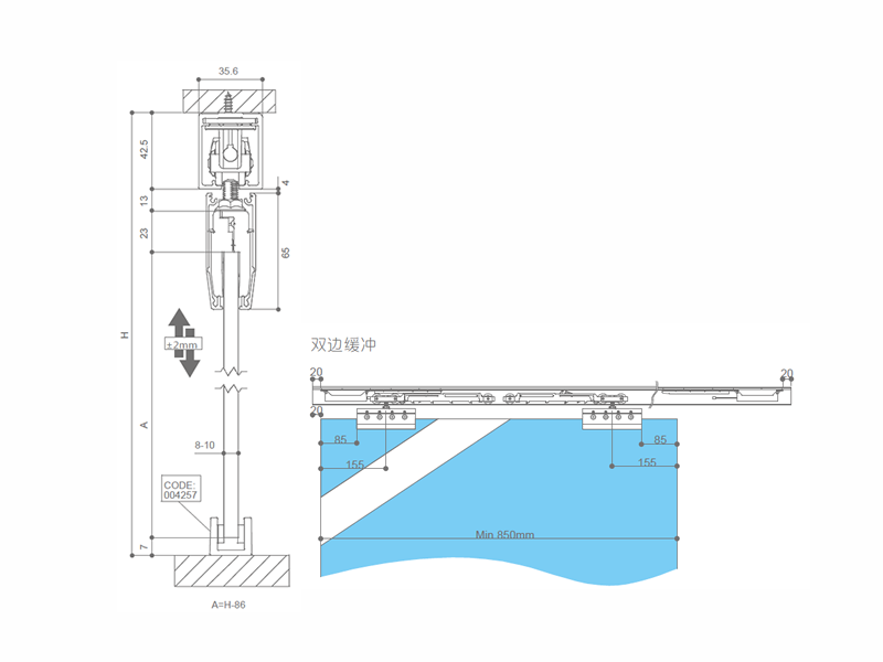 80kg雙邊阻尼玻璃移門(mén)五金配件