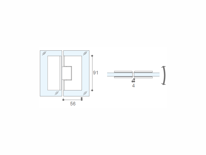 180°美式玻璃與玻璃浴室門夾