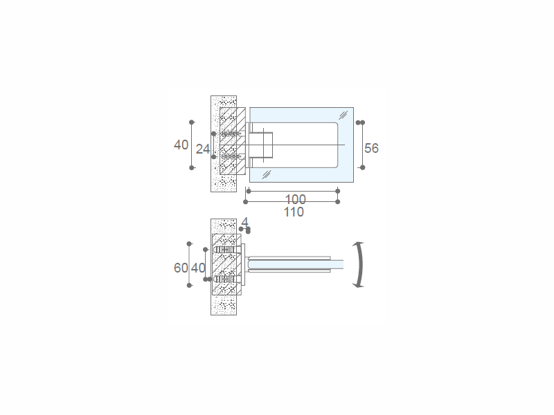 90°德式墻裝浴室門夾