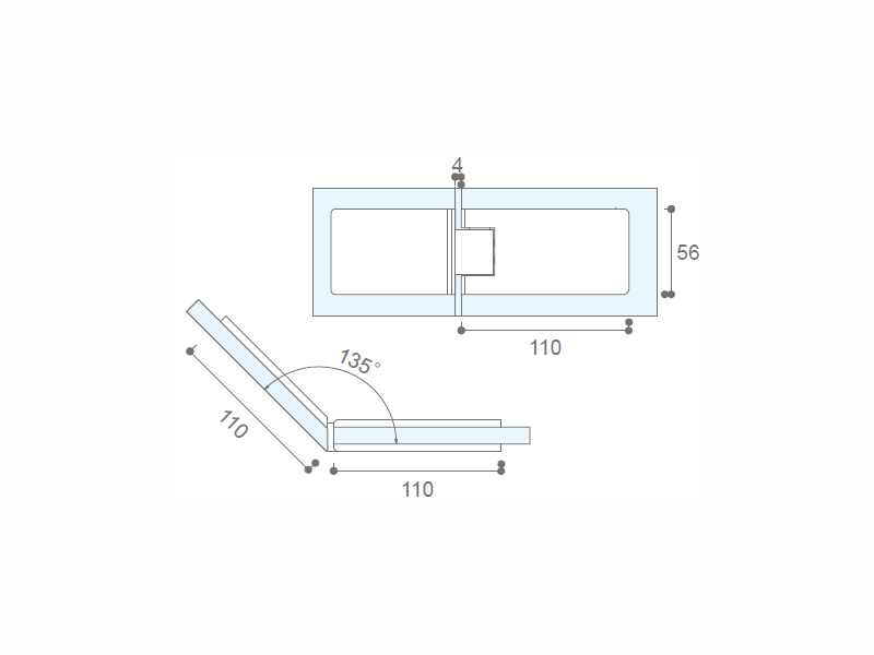 135°德式玻璃與玻璃浴室門夾